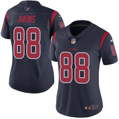 Nike Houston Texans #88 Jordan Akins Navy Blue Women's Stitched NFL Limited Rush Jersey